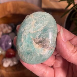 Amazonite crystal Palm stone Polished Green Stone